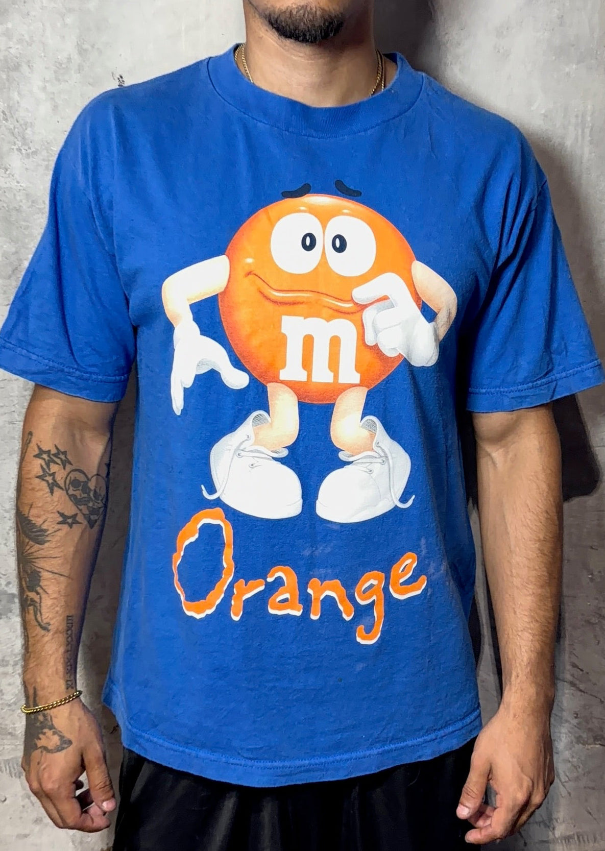 90’s Orange M&M Blue Graphic tee