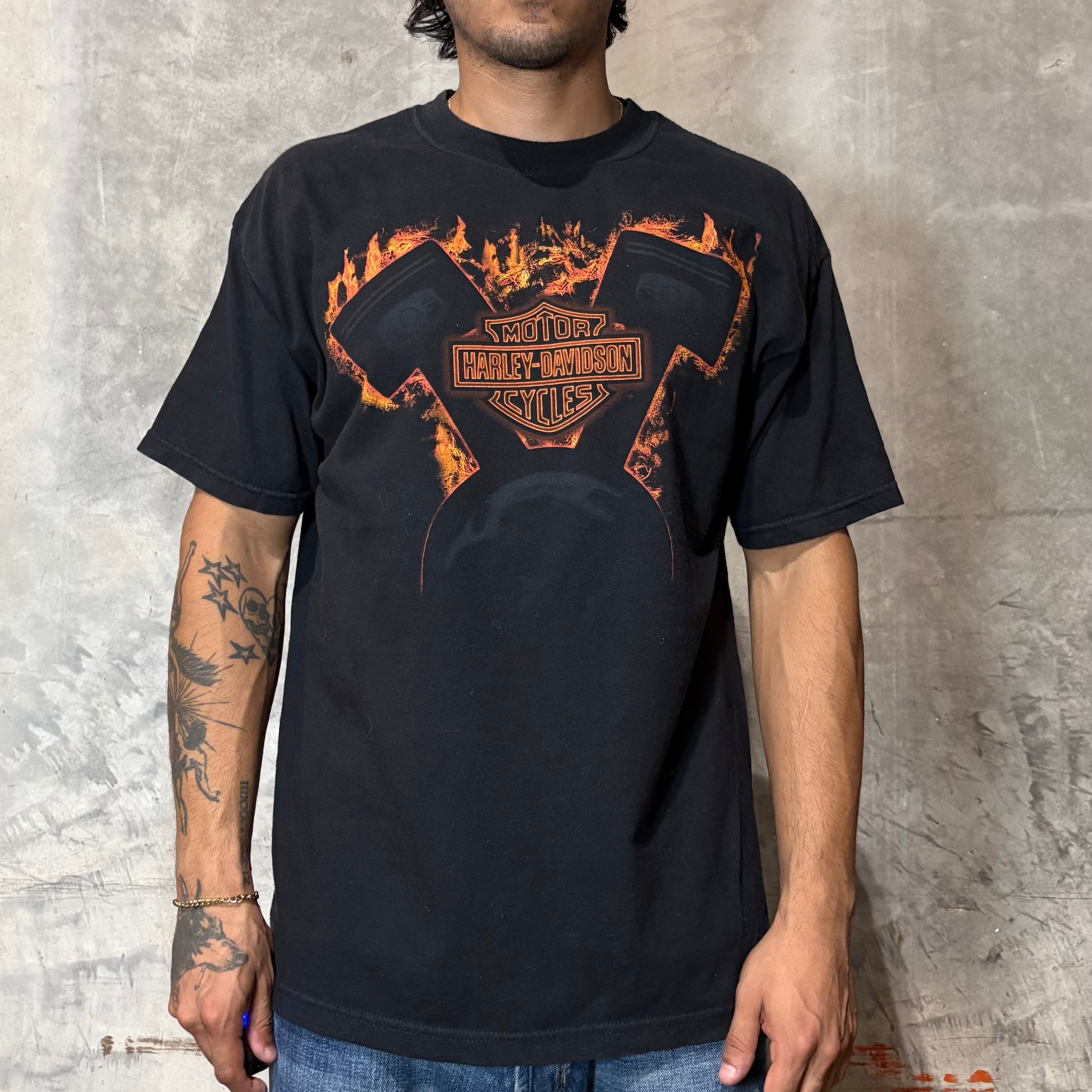Vintage Harley Davidson Flame Engine Tee