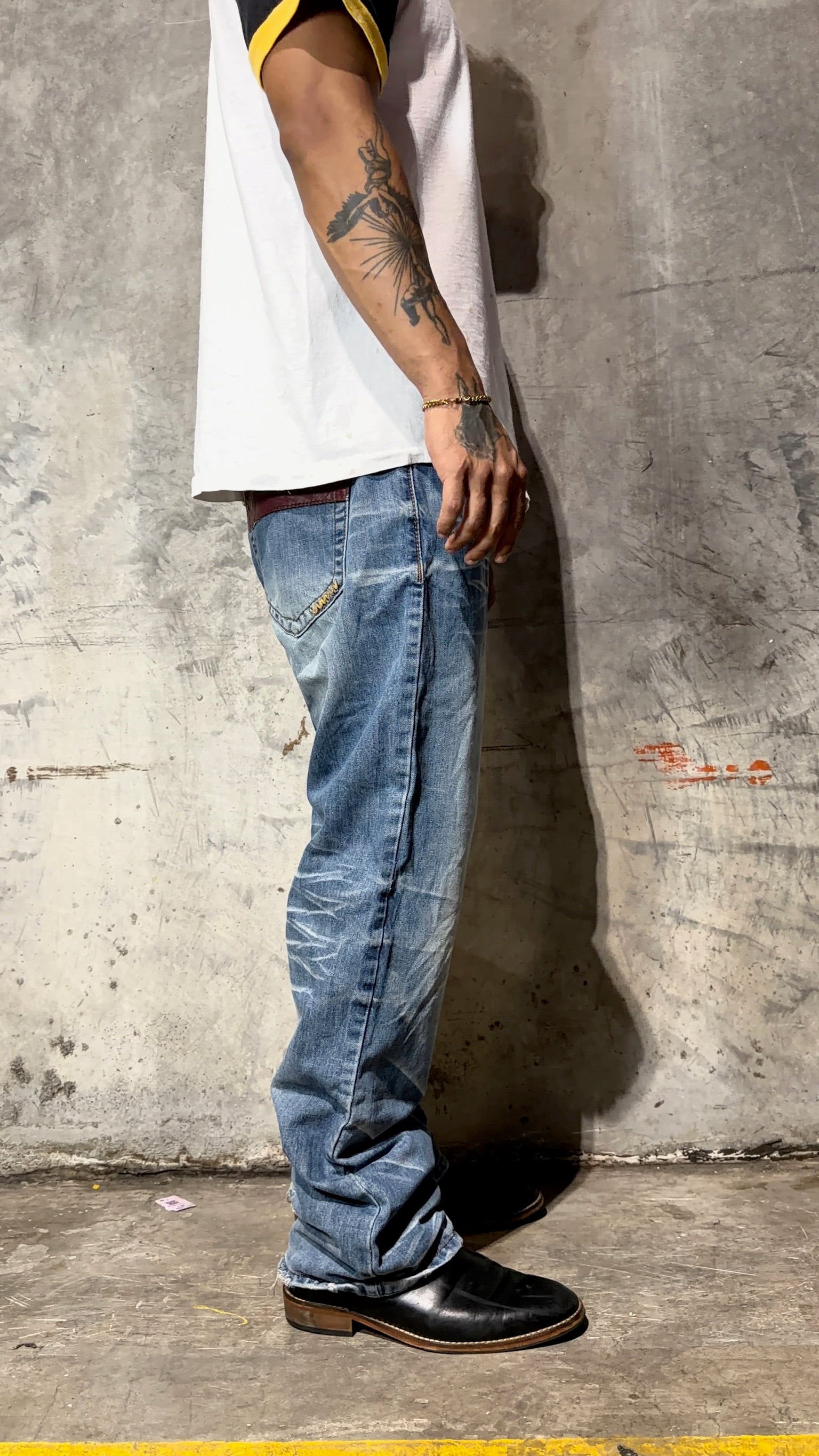 Vintage Bootcut Distressed Jeans