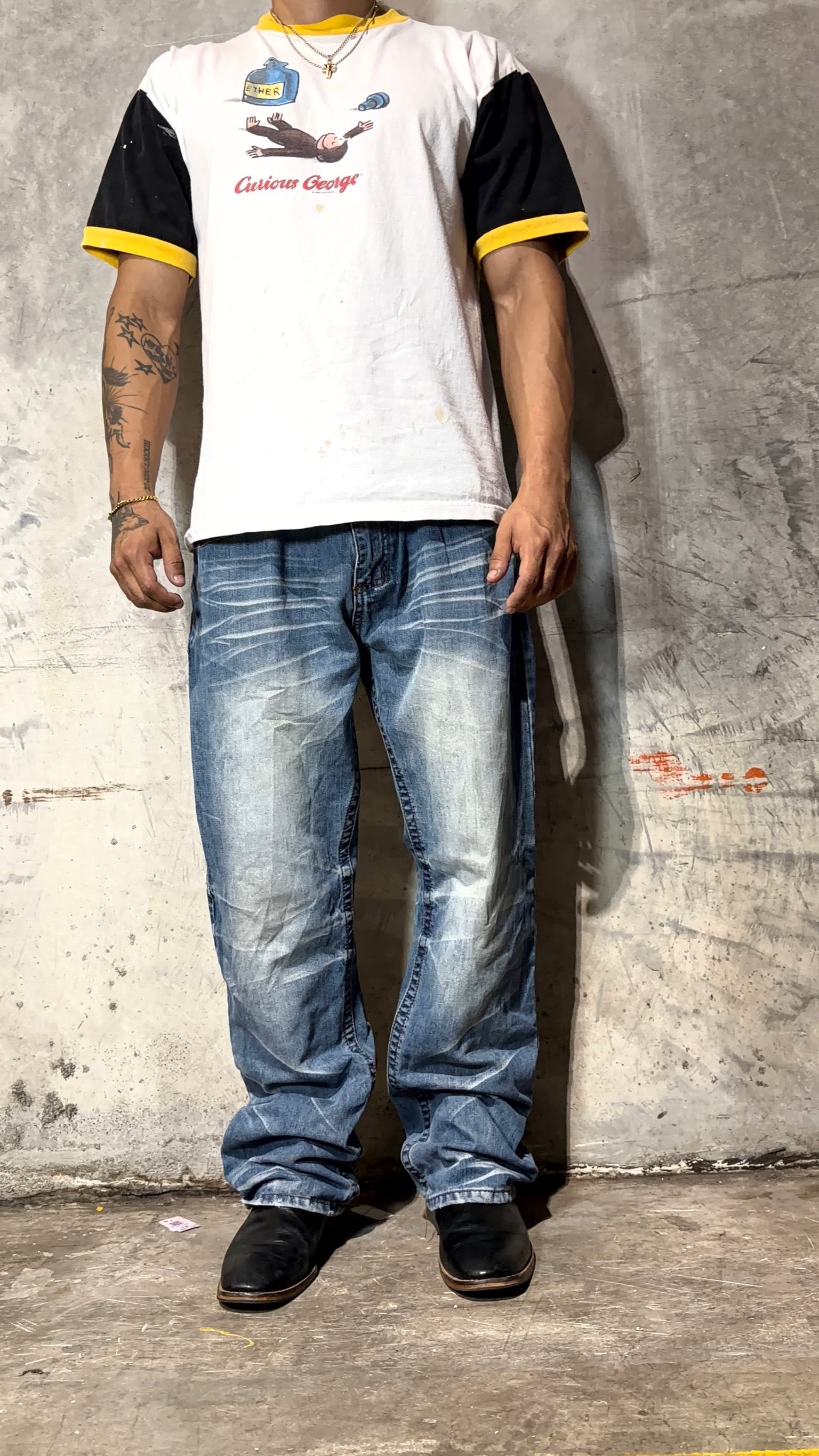 Vintage Bootcut Distressed Jeans