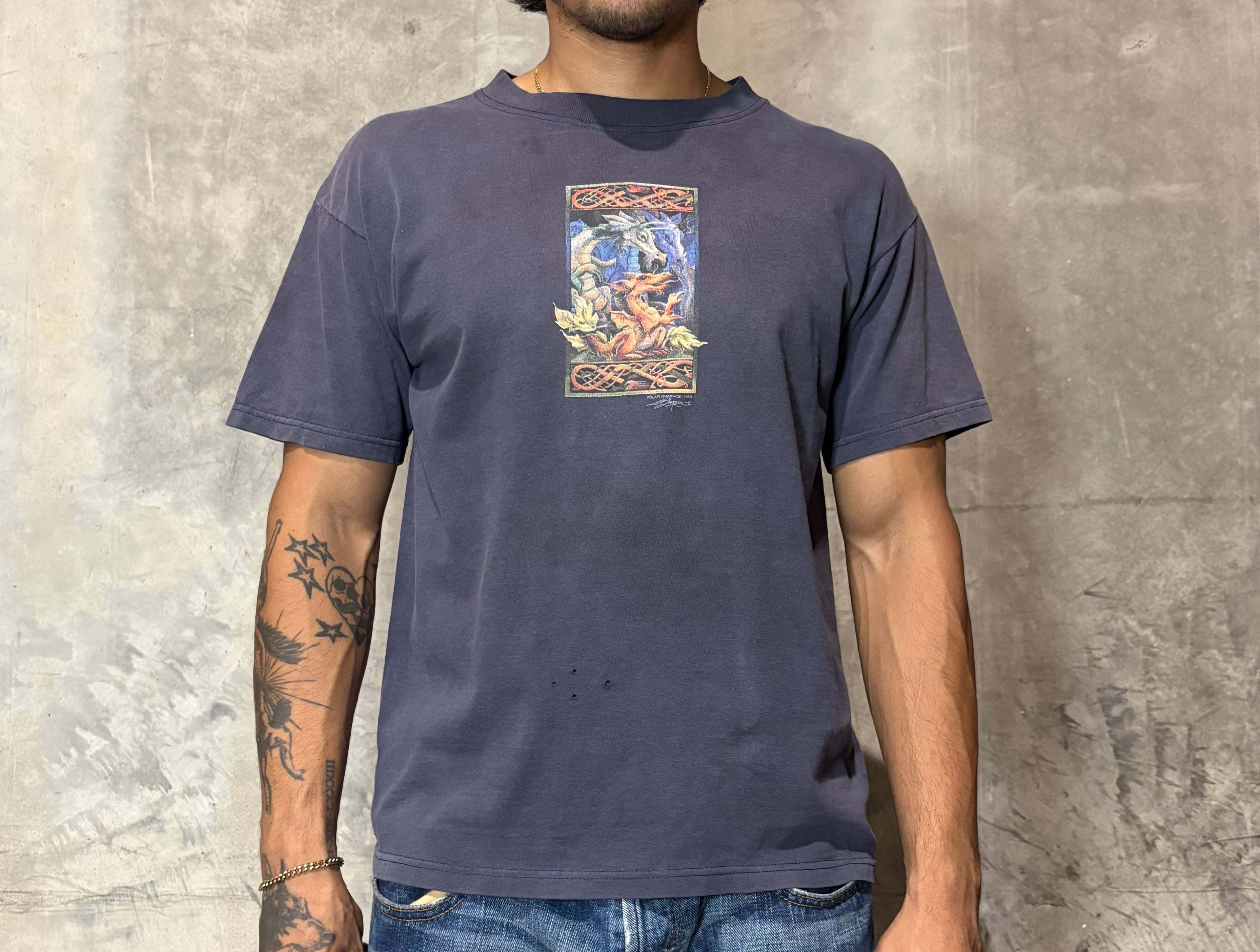 Faded Vintage Minimal Dragon Graphic Tee