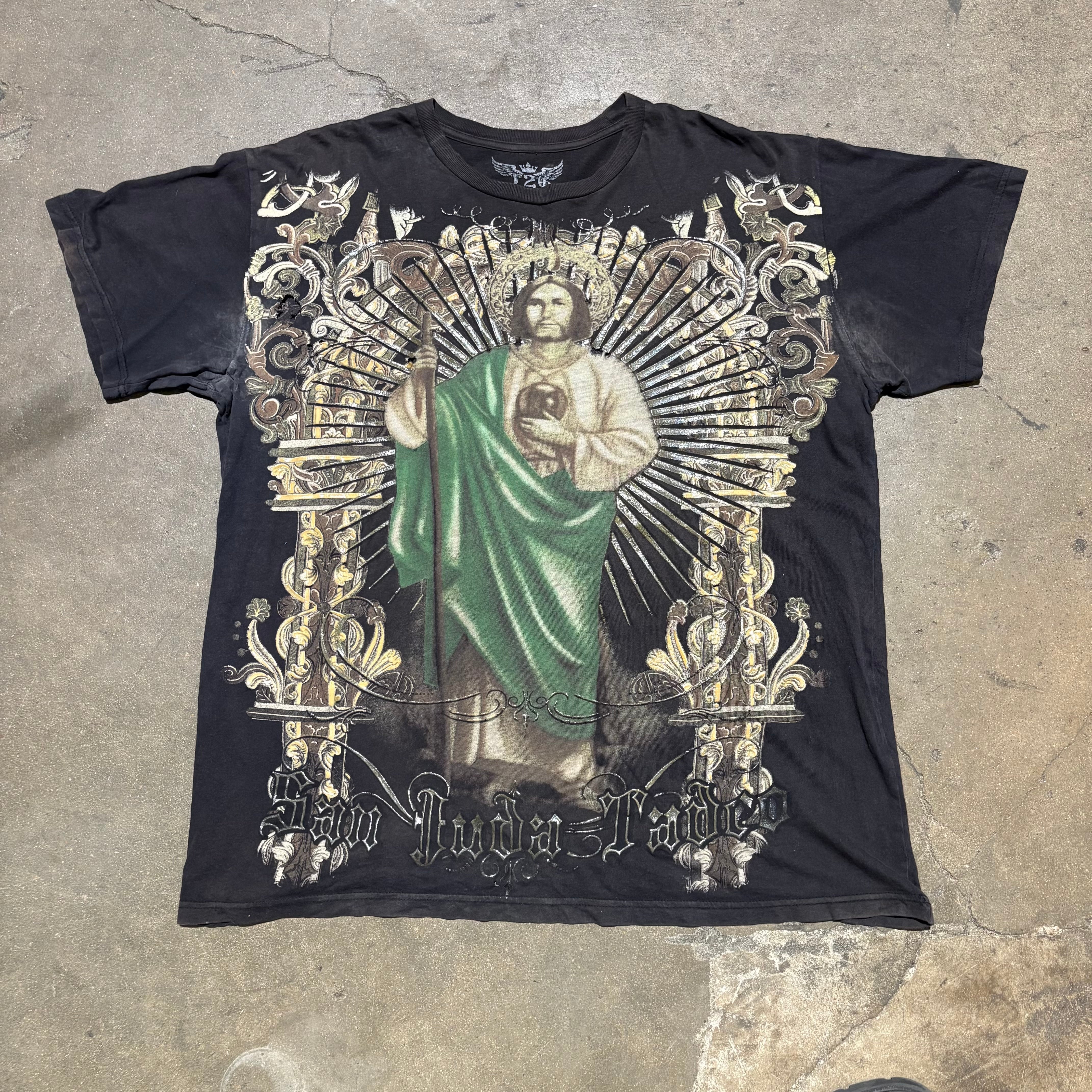 Vintage Faded “San Juda” Black Tee