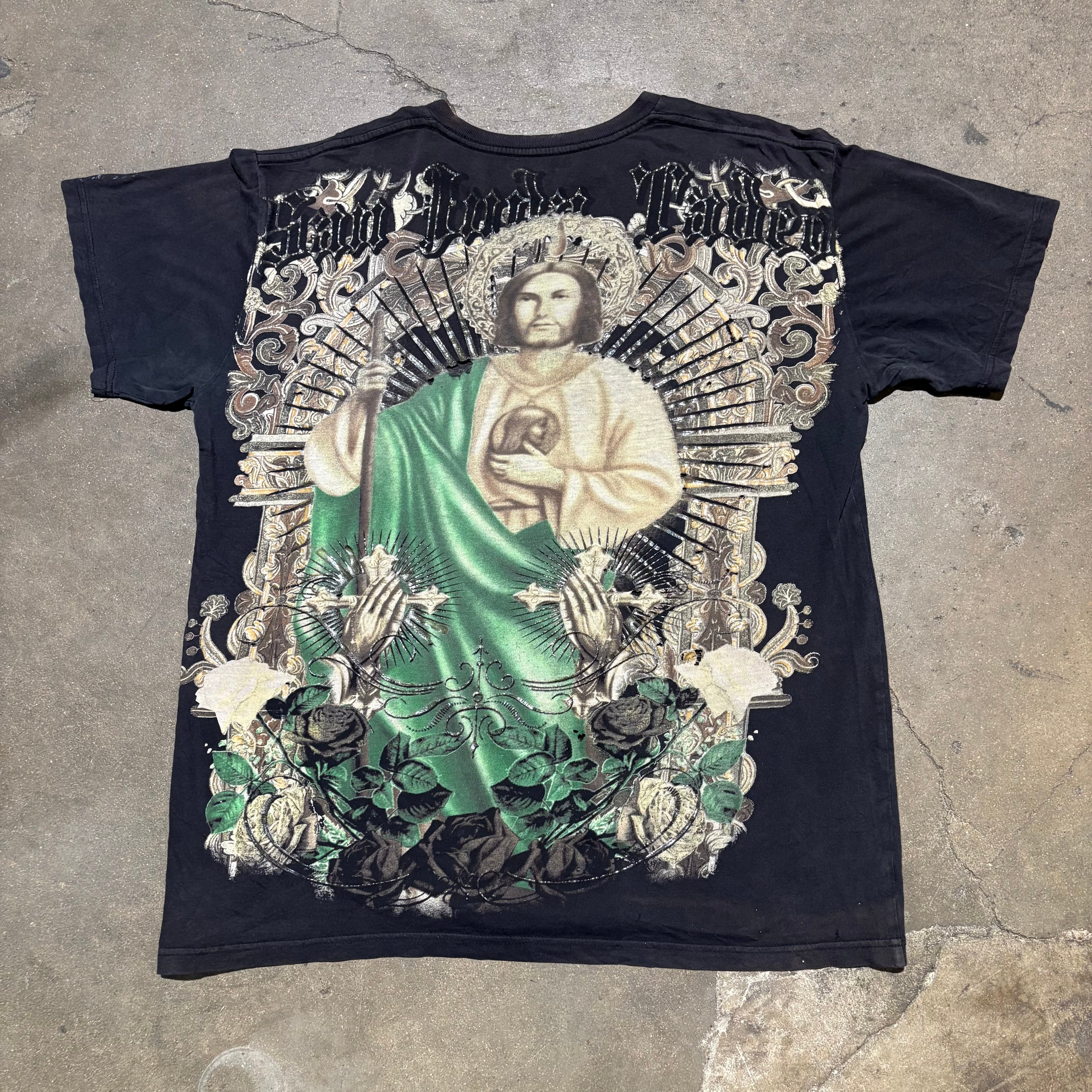 Vintage Faded “San Juda” Black Tee