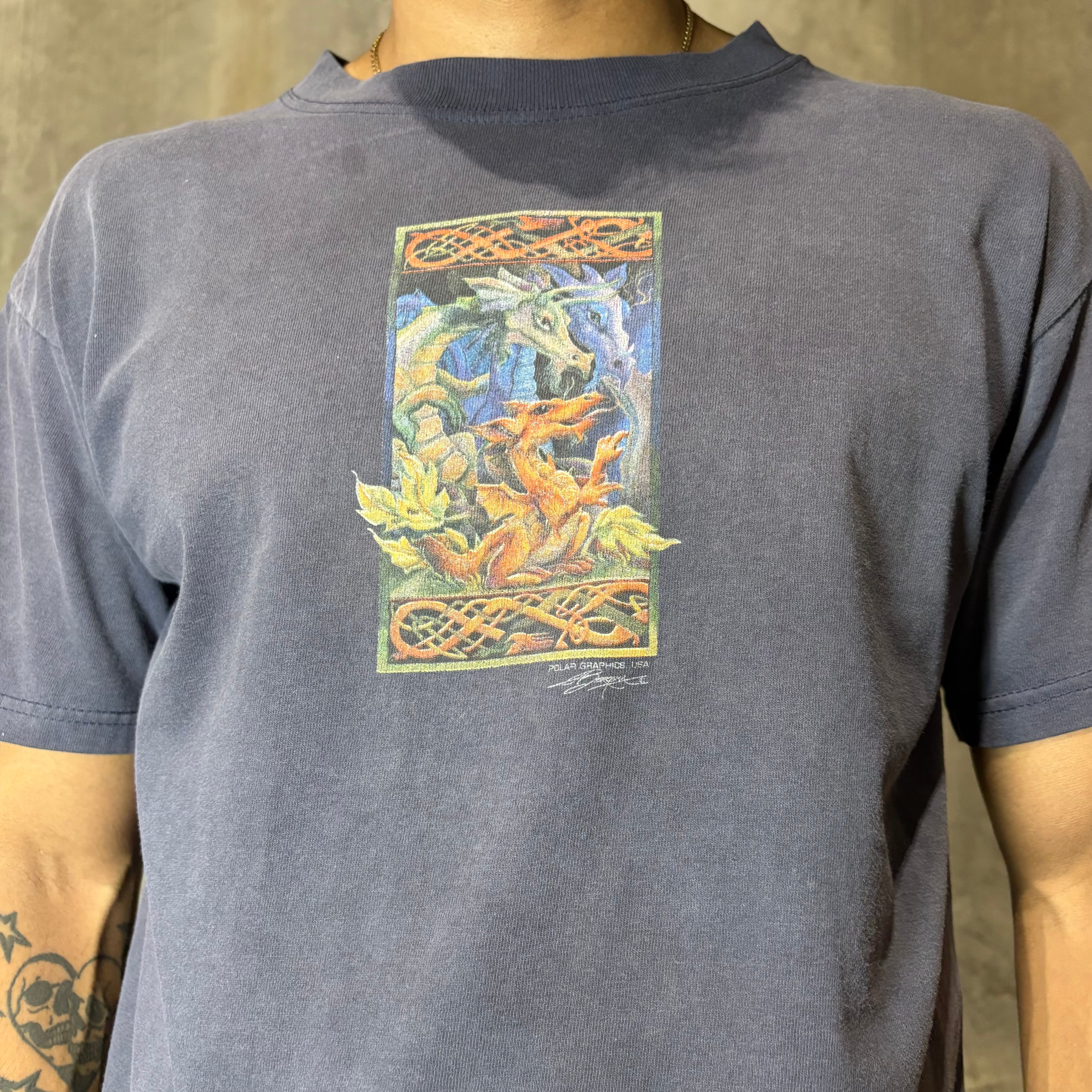 Faded Vintage Minimal Dragon Graphic Tee